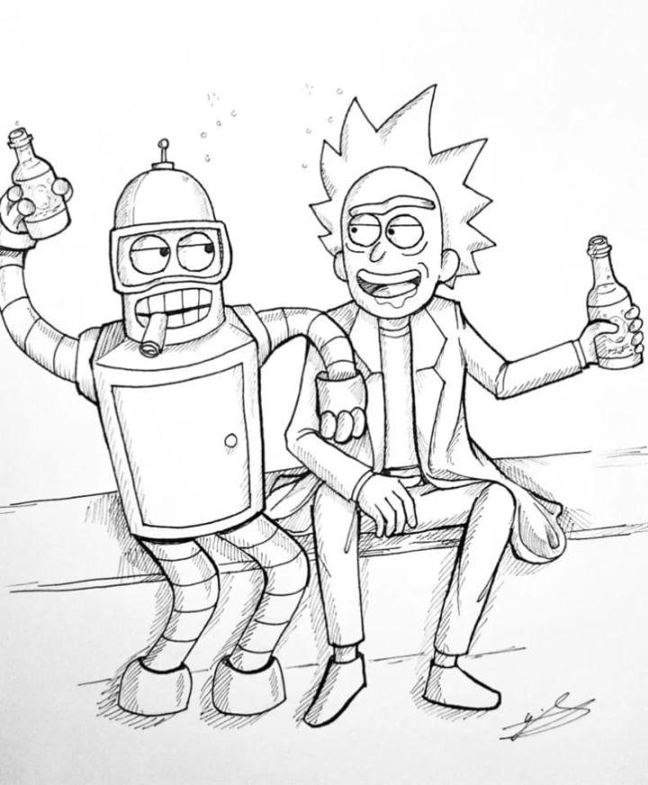 Coloring Pages of Rick and Morty
