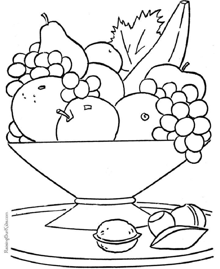Coloring Pages of a Bowl of Fruit