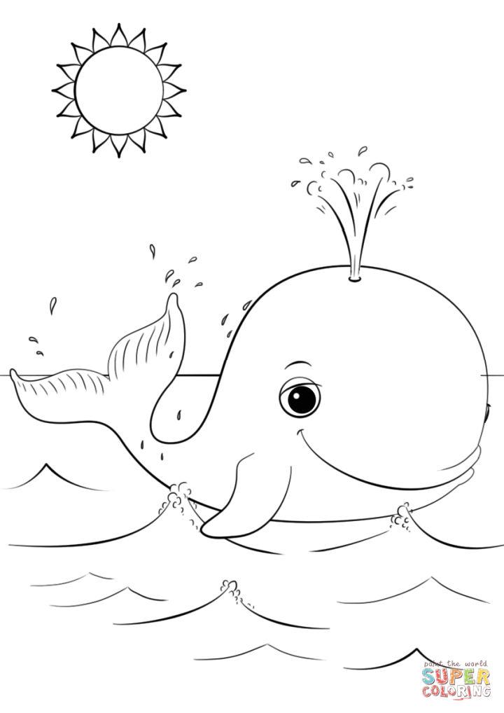 Cute Cartoon Whale Coloring Page