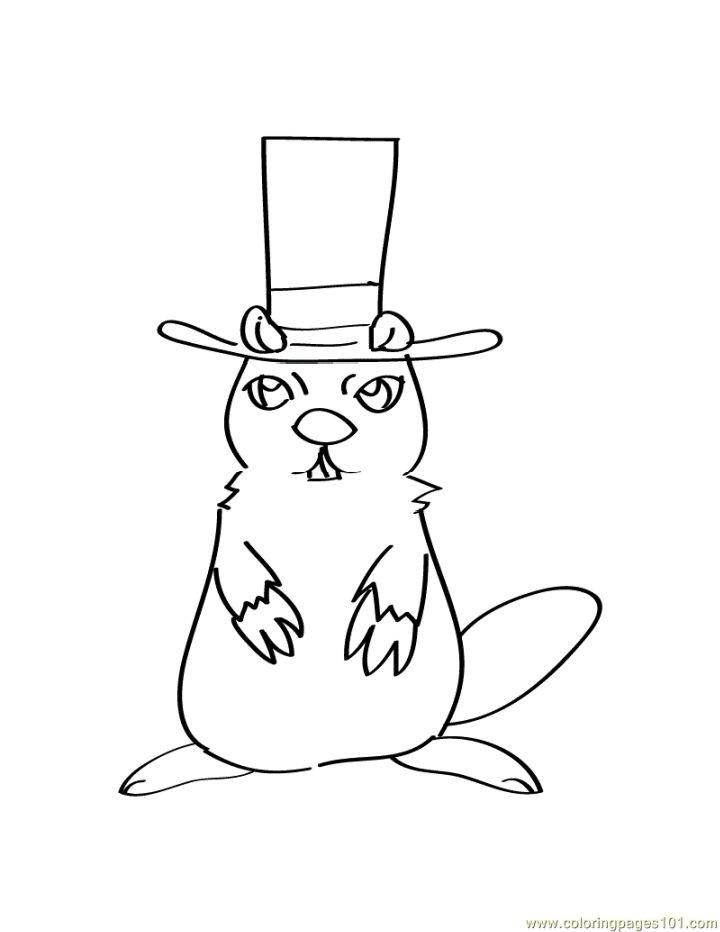 Cute Groundhog Day Coloring Page