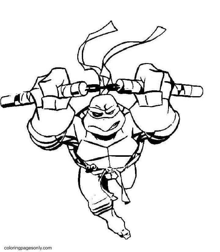 Defense Ninja Turtle Coloring Page