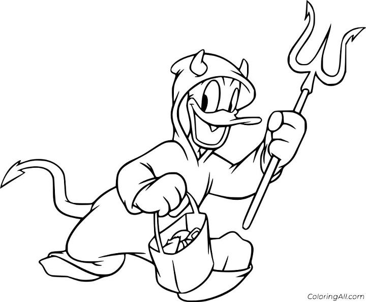 Donald Duck in the Devil Costume Coloring Page