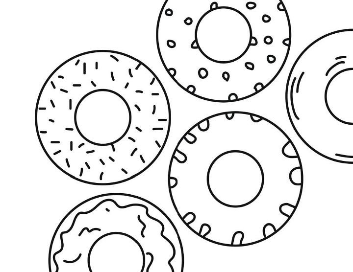 Donut Coloring Pages PDF