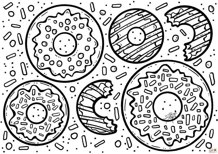 Donut Coloring Pages for Kids