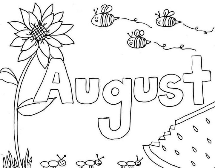 Easy August Coloring Page