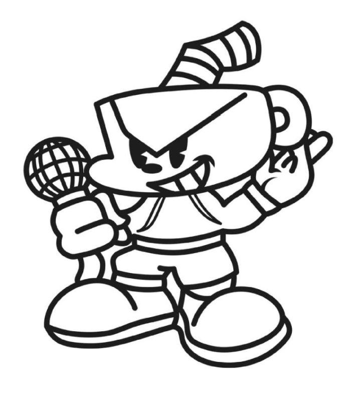 FNF Cuphead Coloring Page