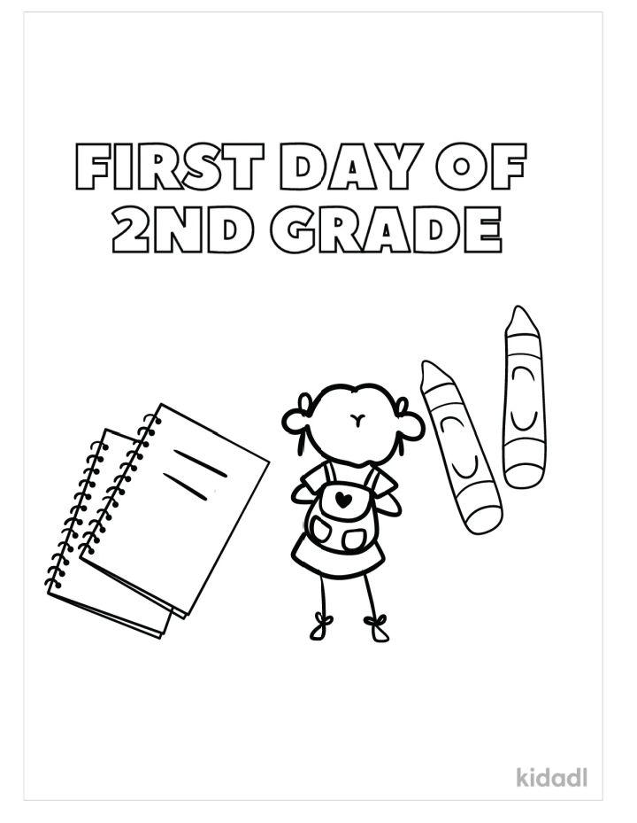 First Day of 2nd Grade Coloring Page