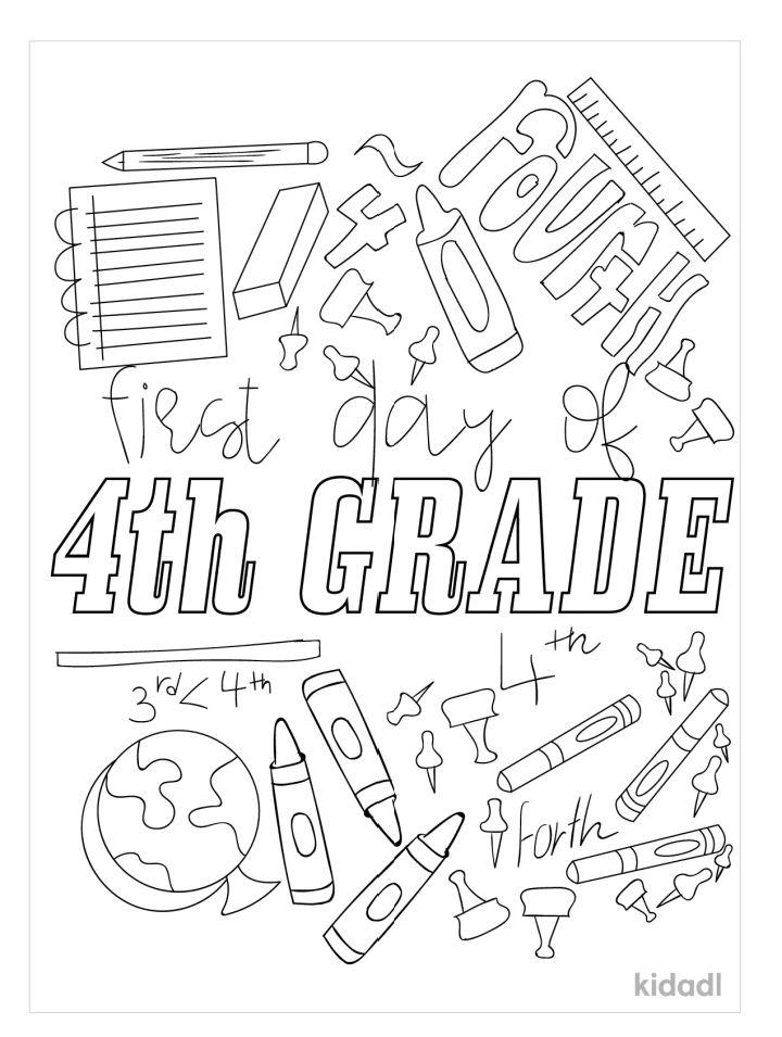 First Day of School 4th Grade Coloring Page