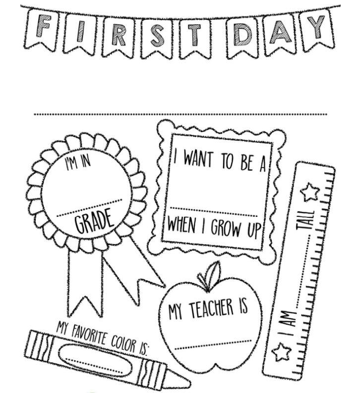 First Day of School Sign Coloring Page