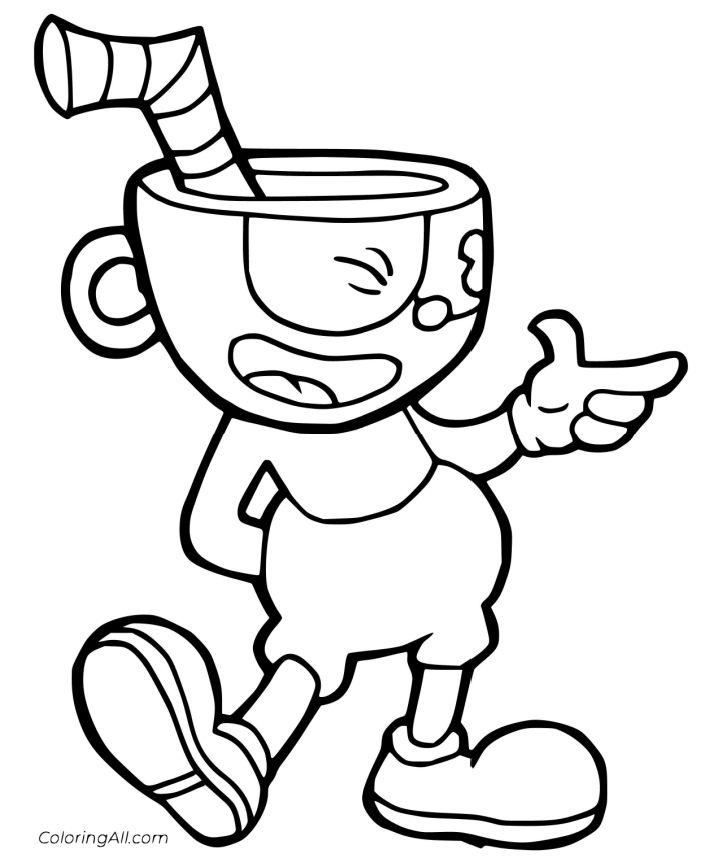 Happy Cuphead Coloring Page
