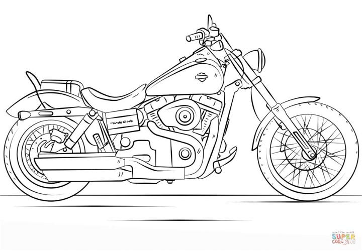 Harley Davidson Motorcycle Coloring Page