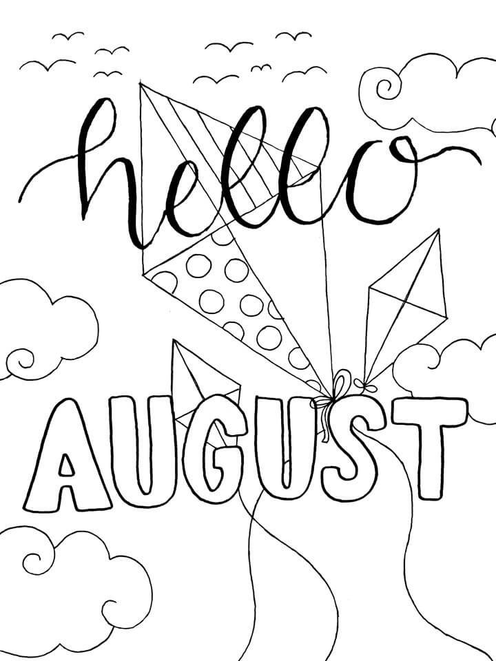 Hello August Coloring Page