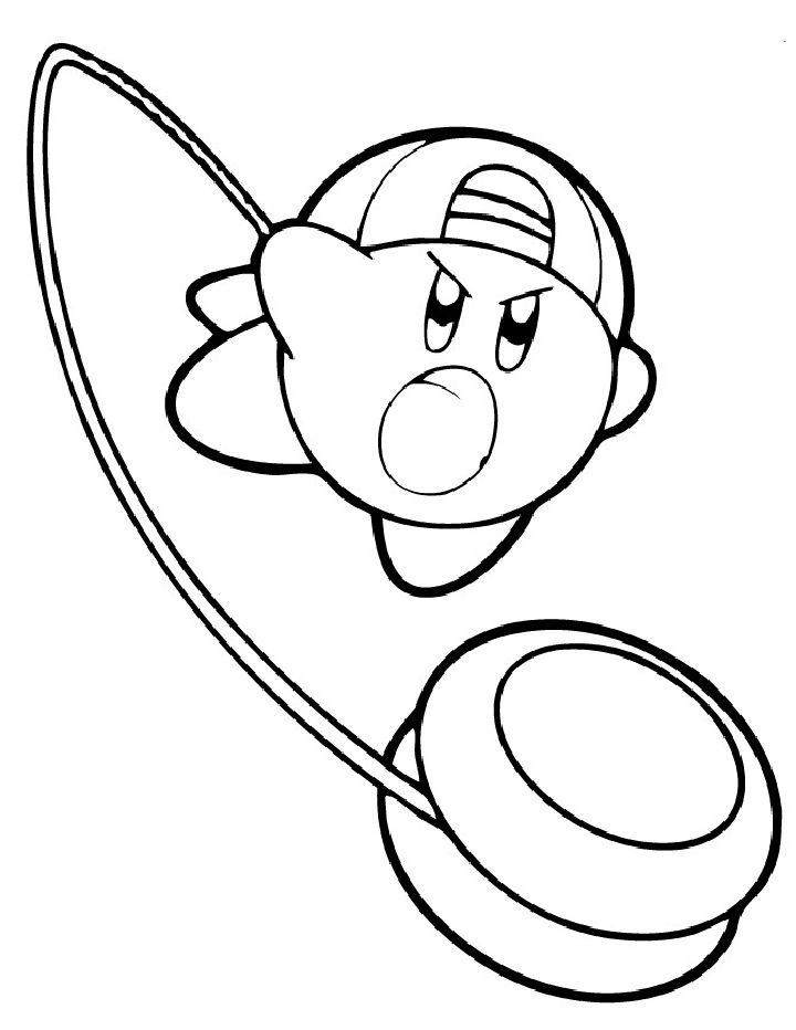 Kirby Playing Yoyo Coloring Page