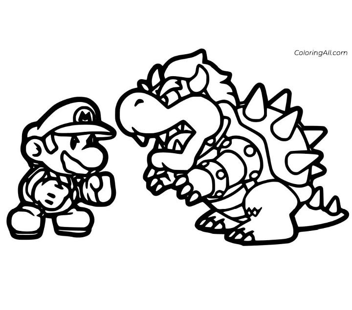 Mario and Bowser Coloring Page