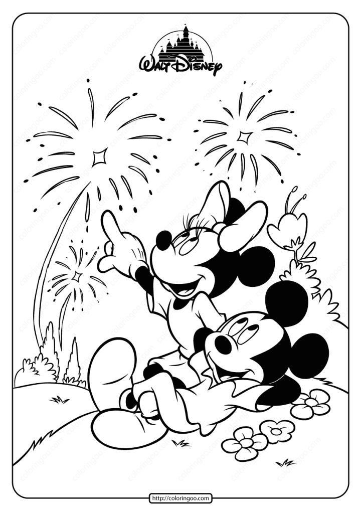 Mickey Minnie Mouse Fireworks Coloring Page