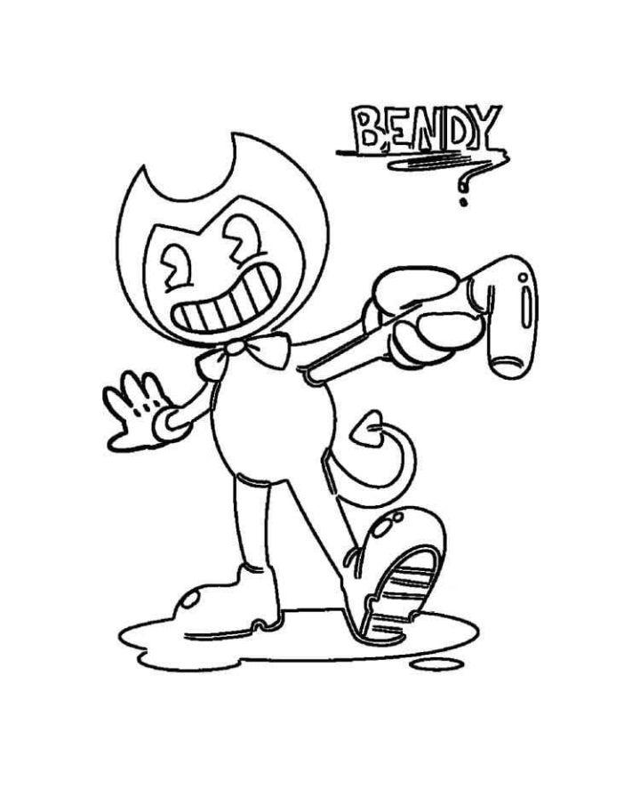Mischievous Bendy Coloring Page