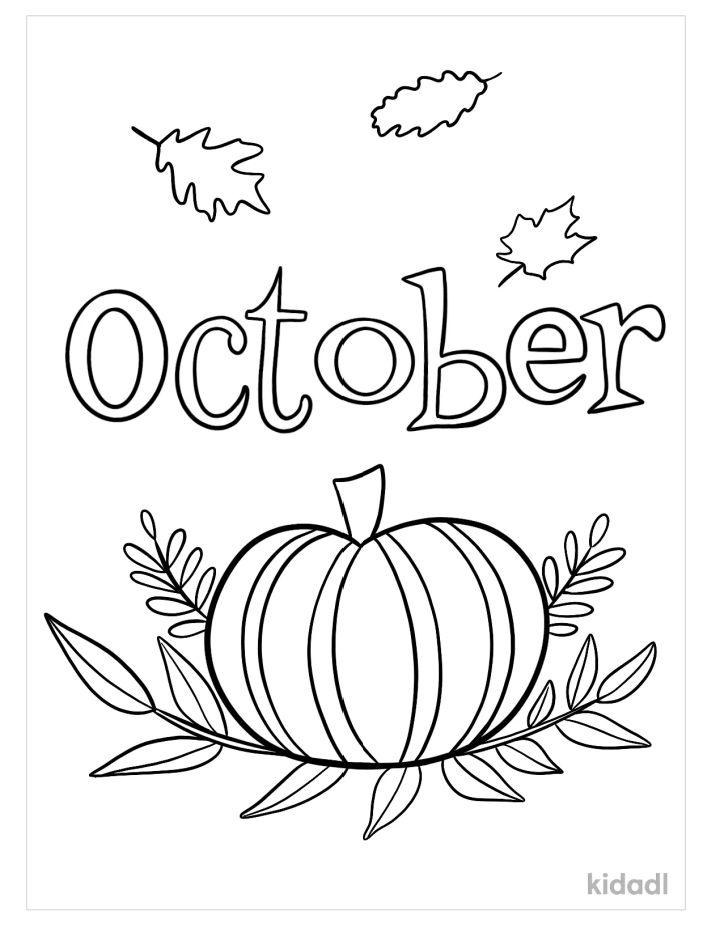 October Coloring Pages, Tracer Pages, and Posters