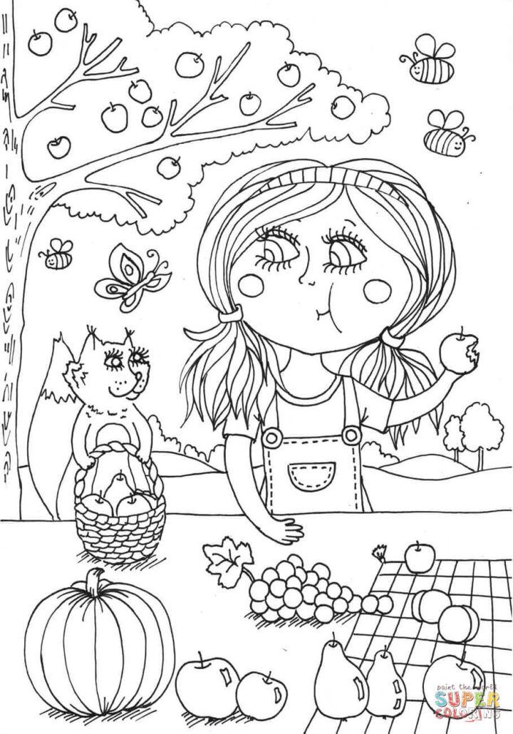 Peppy in August Summer Coloring Page