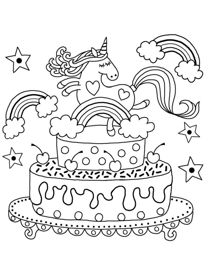 Printable Birthday Cake Coloring Sheets