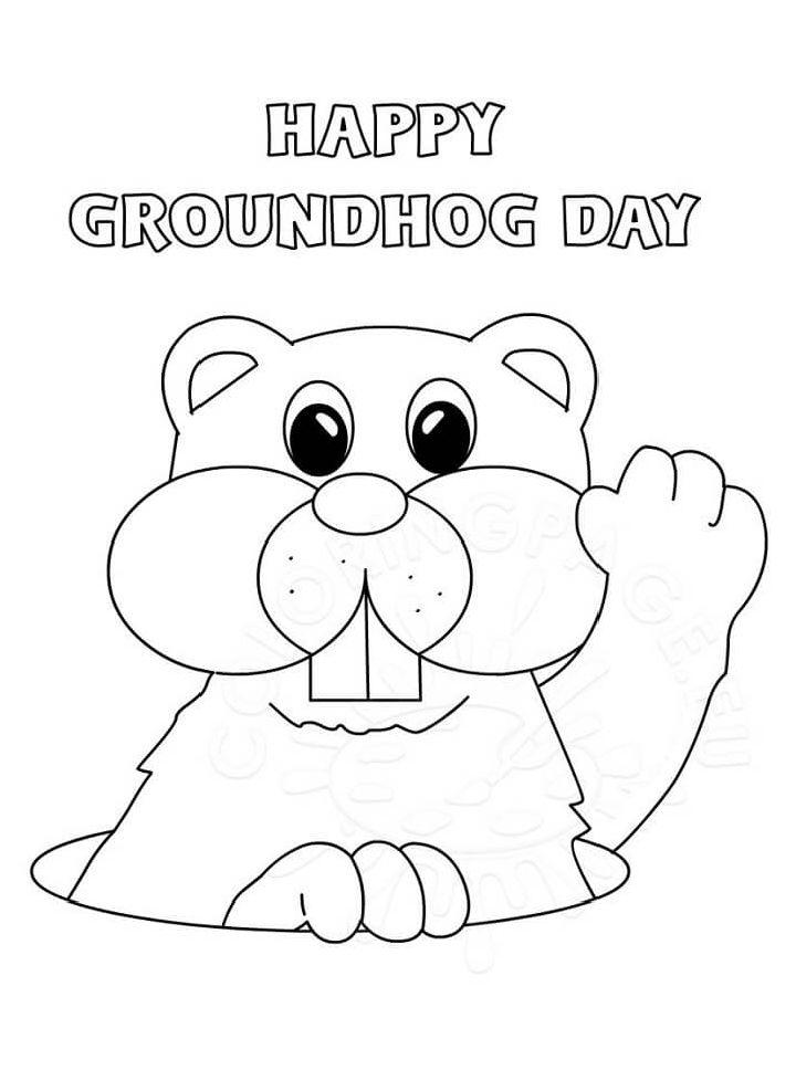 Printable Groundhog Day Coloring Page