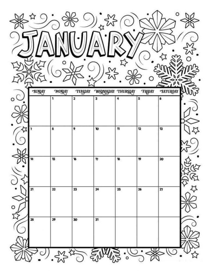 Printable January Coloring Pages