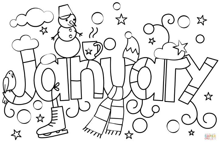 Printable January Winter Coloring Pages