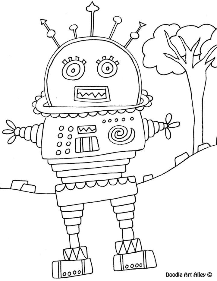 Robots Coloring Pages, Tracer Pages, and Posters