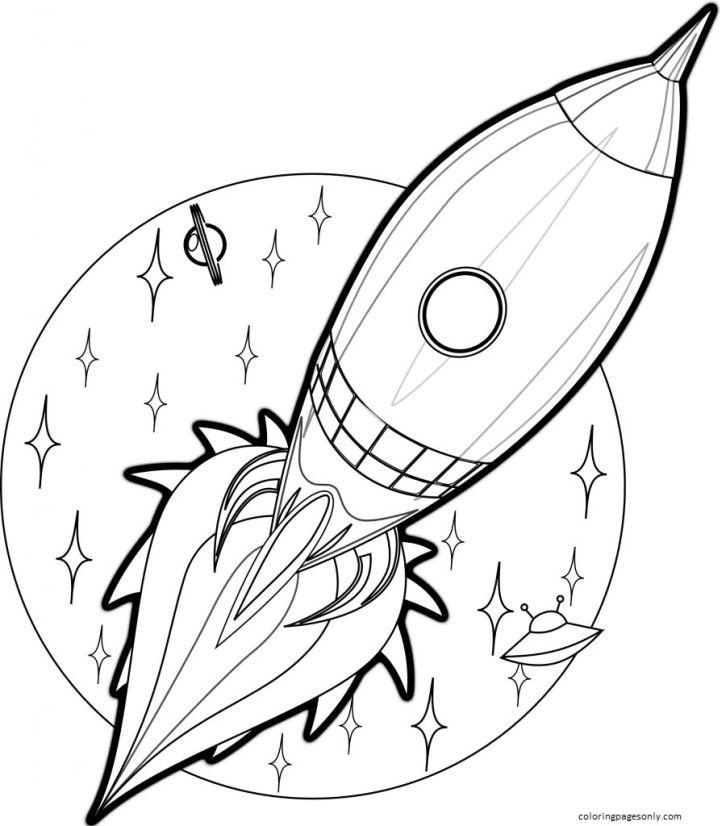 Rocket Coloring Book Pages
