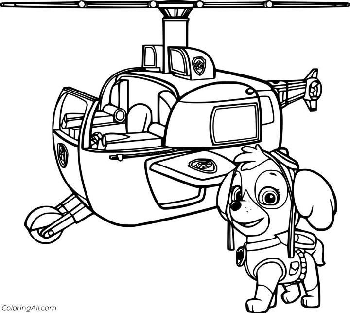 Skye and Her Helicopter Coloring Page