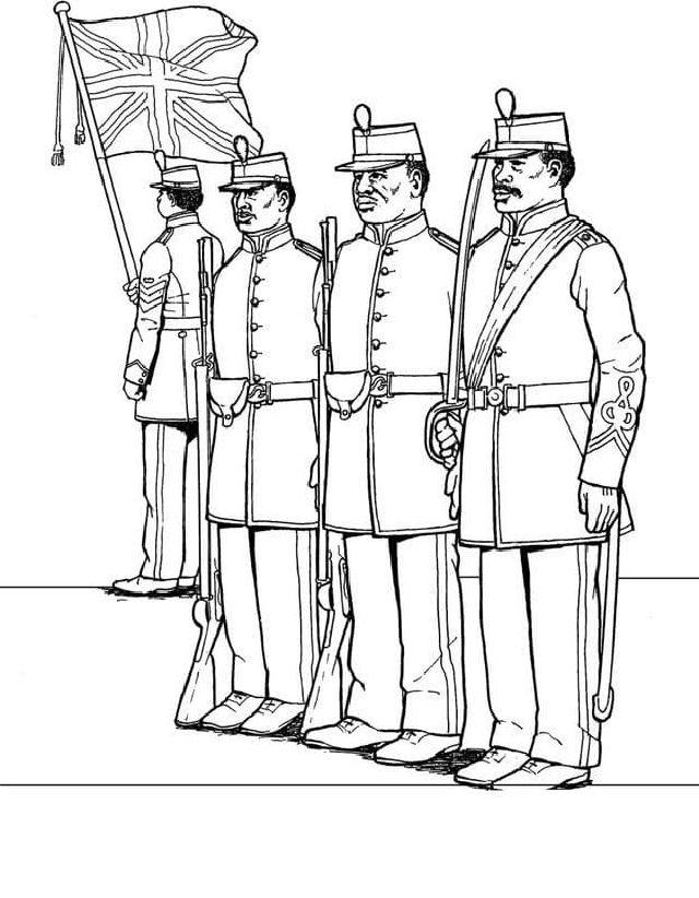 Soldiers Marching Veterans Day Coloring Pages