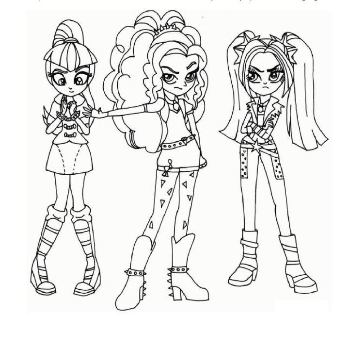 Three My Little Pony Equestria Girls Coloring Page
