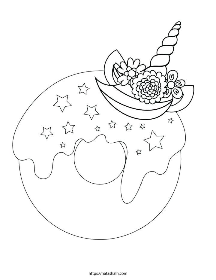 Unicorn Donut Coloring Pages