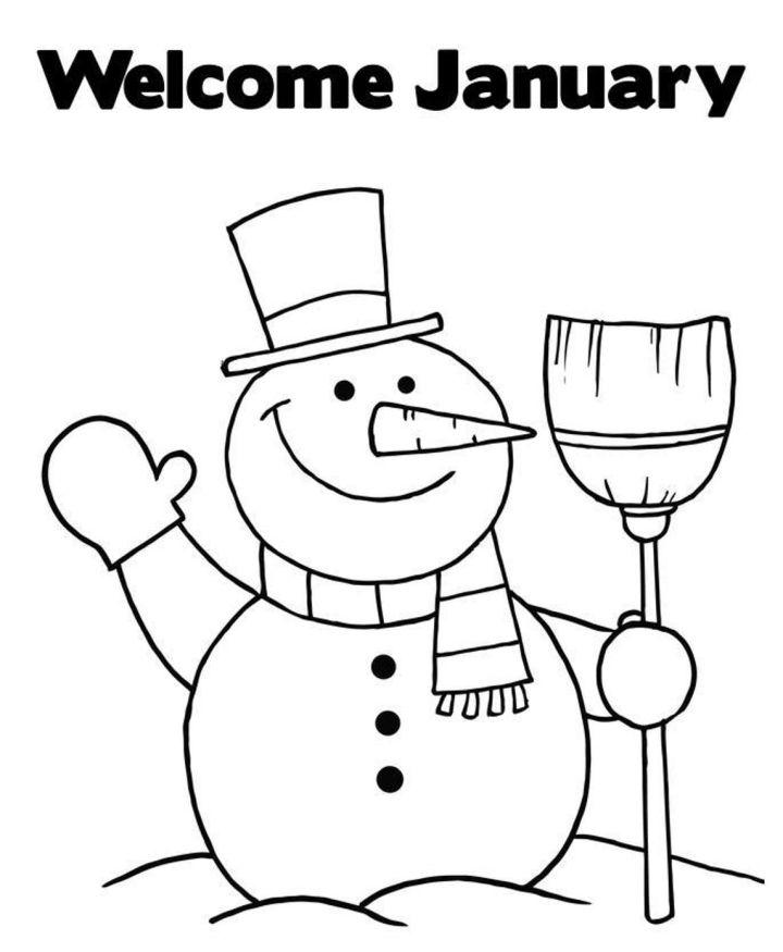 Welcome January Snowman Coloring Pages