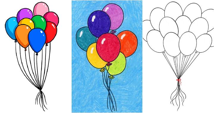How To Draw Balloon For Kids. Step By Step Drawing Tutorial. A Simple Guide  To Learning To Draw Royalty Free SVG, Cliparts, Vectors, and Stock  Illustration. Image 188897839.