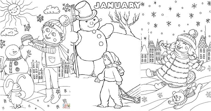 easy free printable january coloring pages