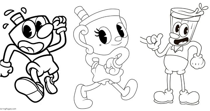 free printable cuphead coloring pages