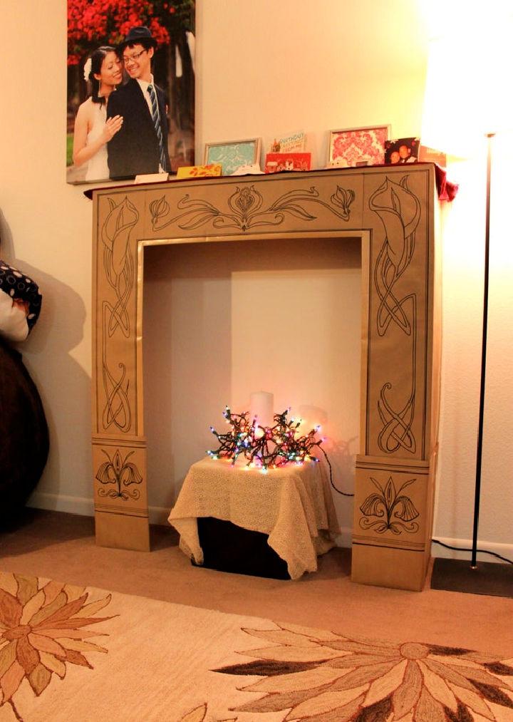 DIY Cardboard Faux Fireplace