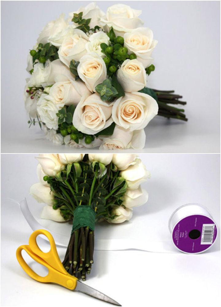DIY Cream Rose Wedding Bouquet
