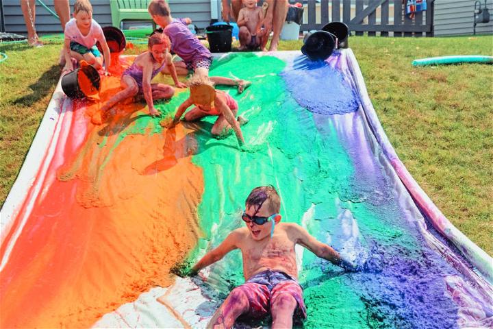 DIY Rainbow Paint Slip N Slide