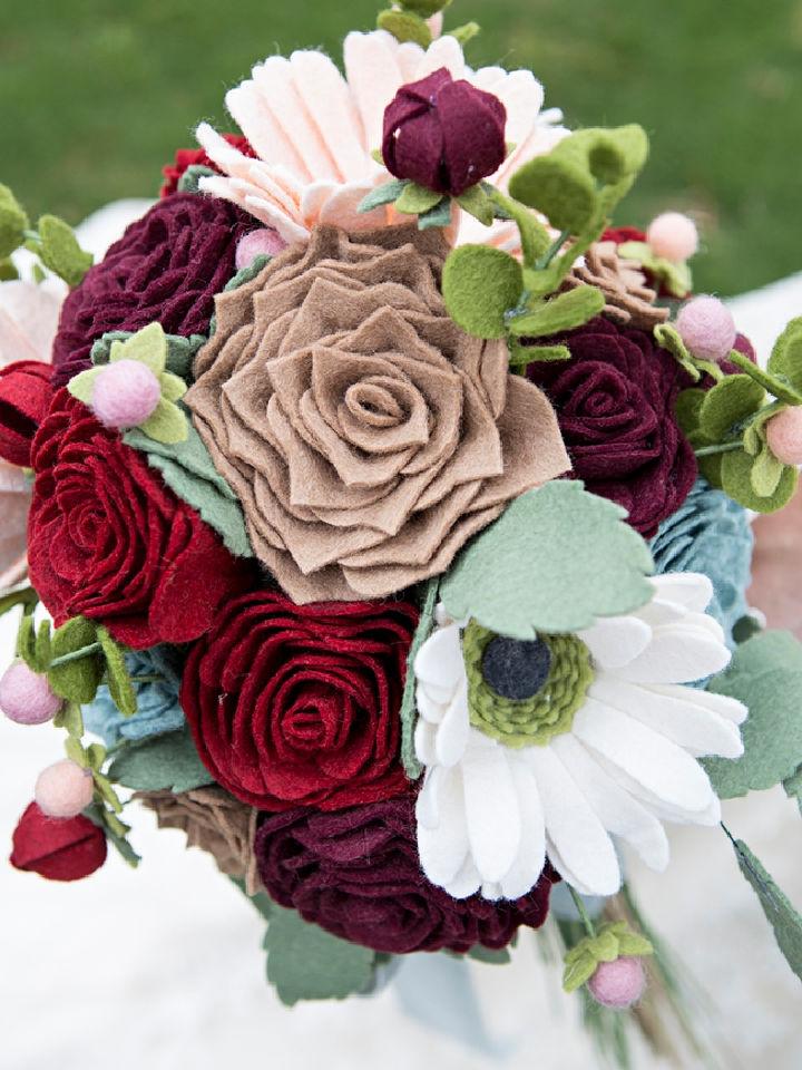 DIY Felt Flower Wedding Bouquet