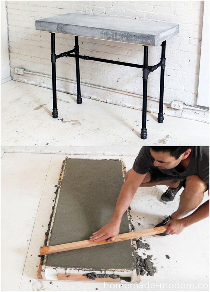 Homemade Concrete and Iron Bar Table