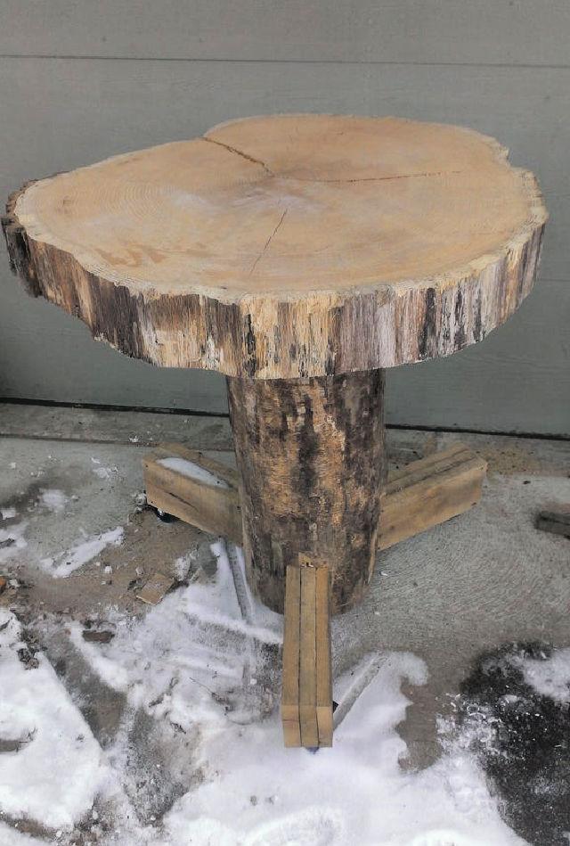 Homemade Lumberjack Bar Table