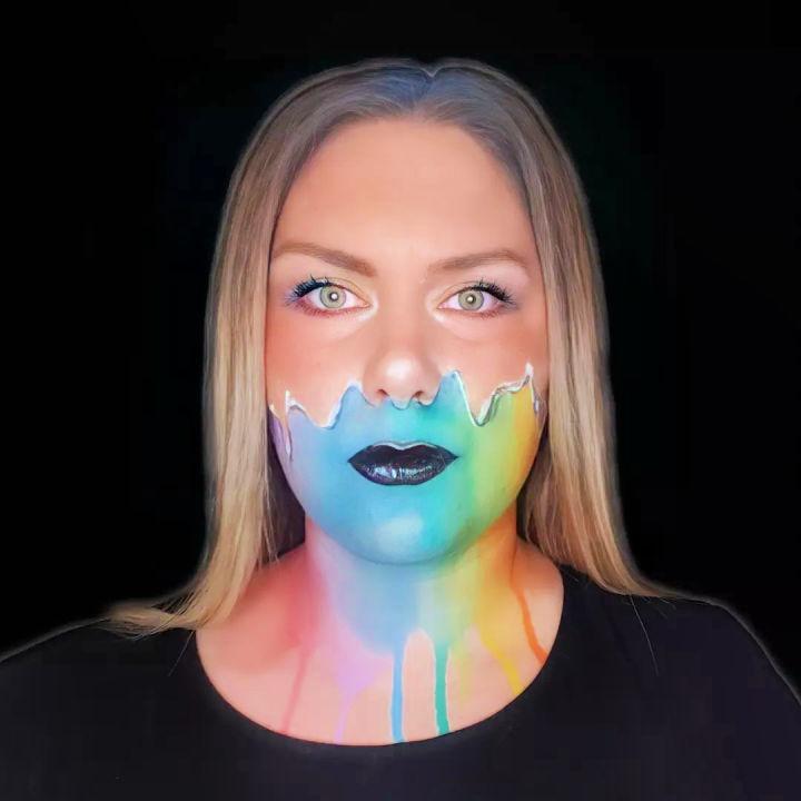 Rainbow Halloween Face Drip Paint