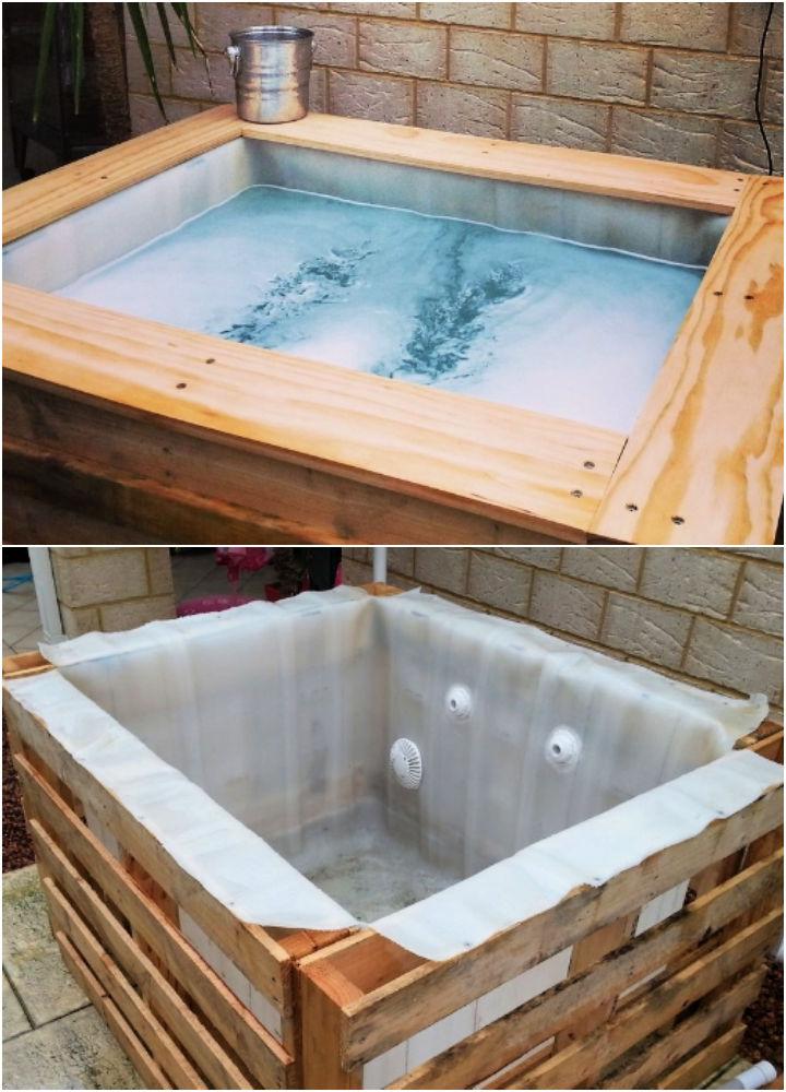 Small Outdoor Hot Tub Using Pallets