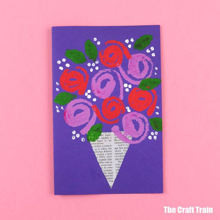 Stamped Rose Card Painting