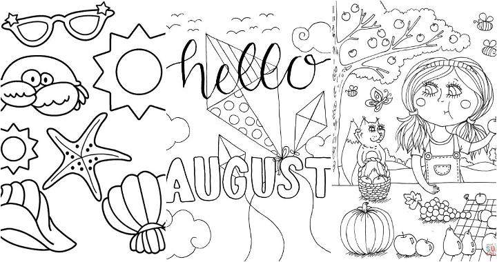 15 Easy and Free August Coloring Pages for Kids and Adults - Cute August Coloring Pictures and Sheets Printable