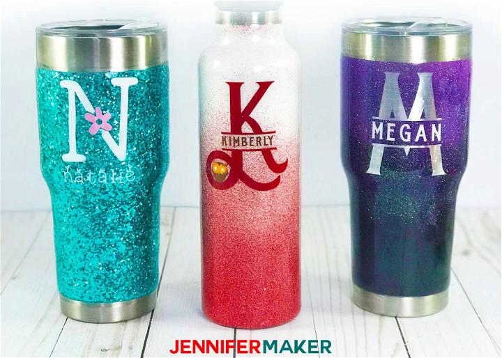 DIY Glitter Tumblers with Vinyl Decal