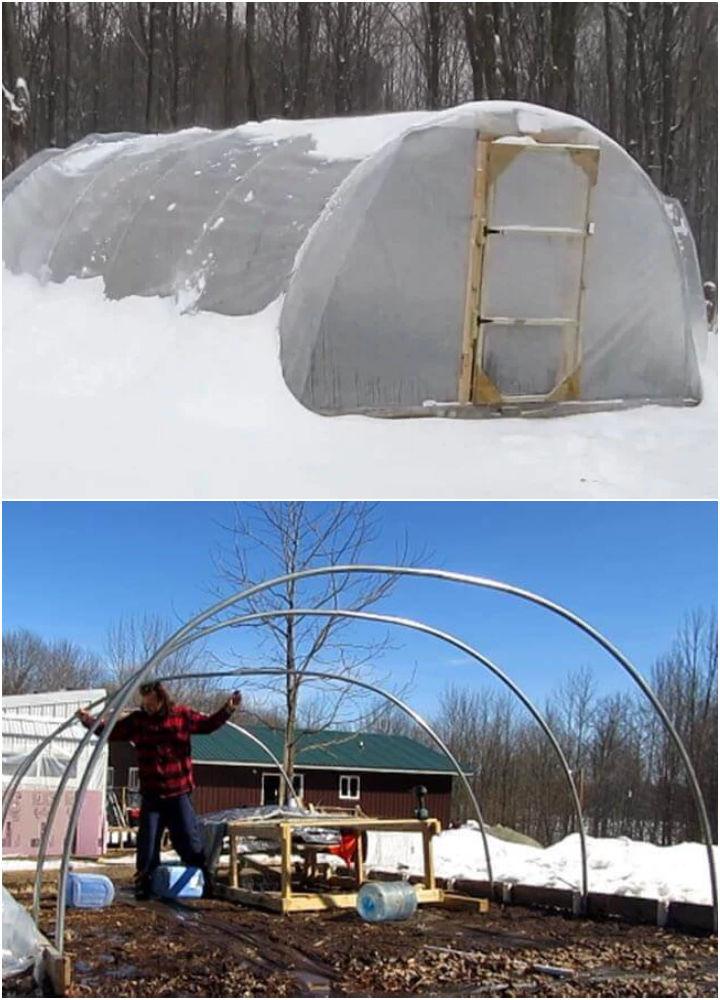 Hoop House with Wood and Steel Pipe
