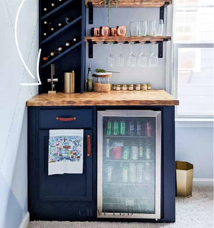 DIY Mini Fridge Cabinet With Built in Bar