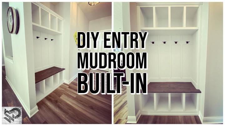 DIY Mud Room Bench With Hooks